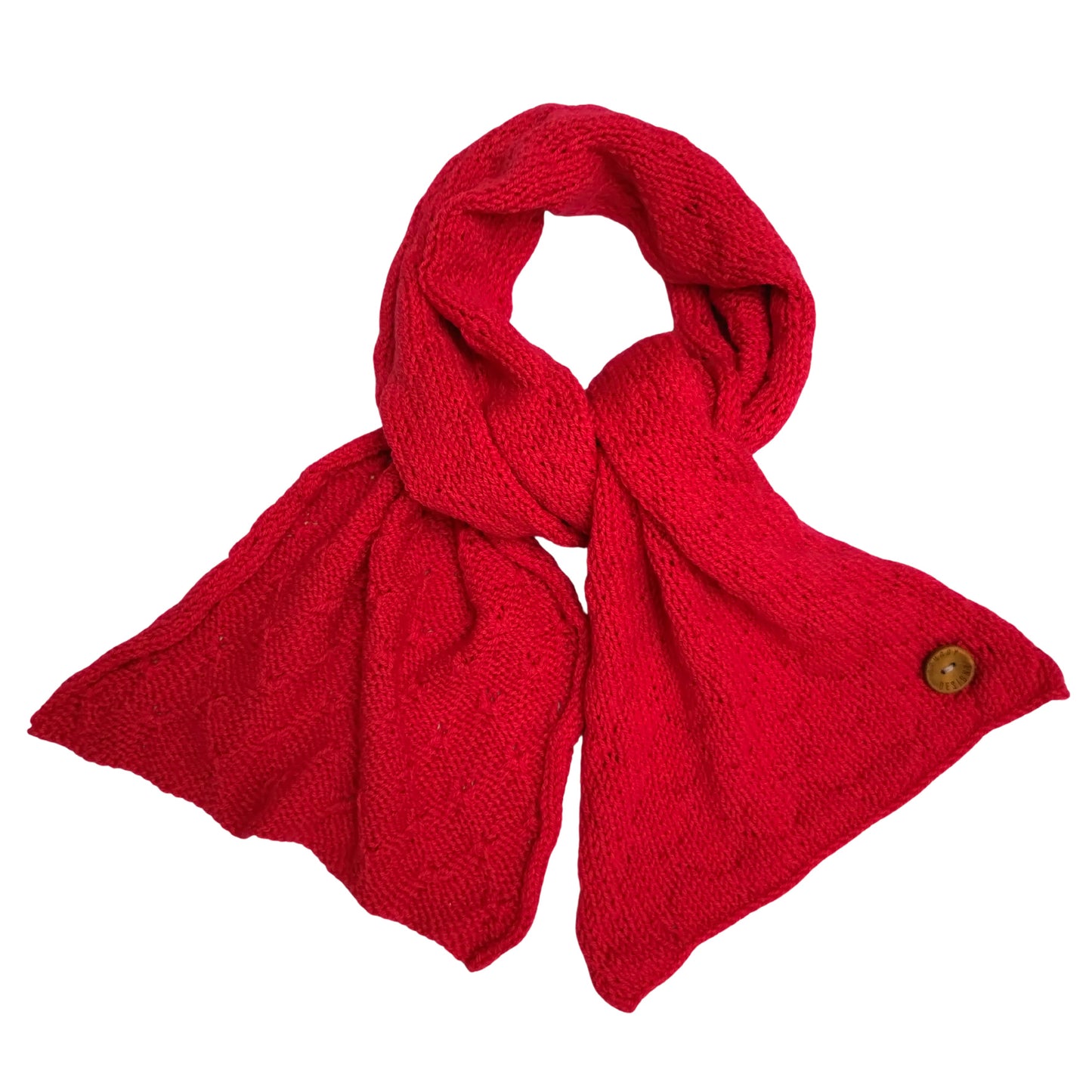 Cherry Red Reversible Scarf – Merino Wool & Linen, Handmade in the UK