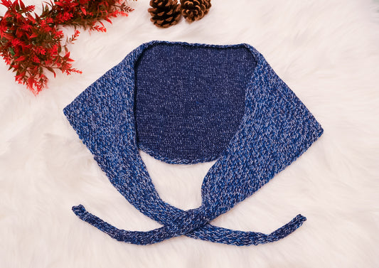 Twisted Blue Triangle Scarf - British & Merino Wool