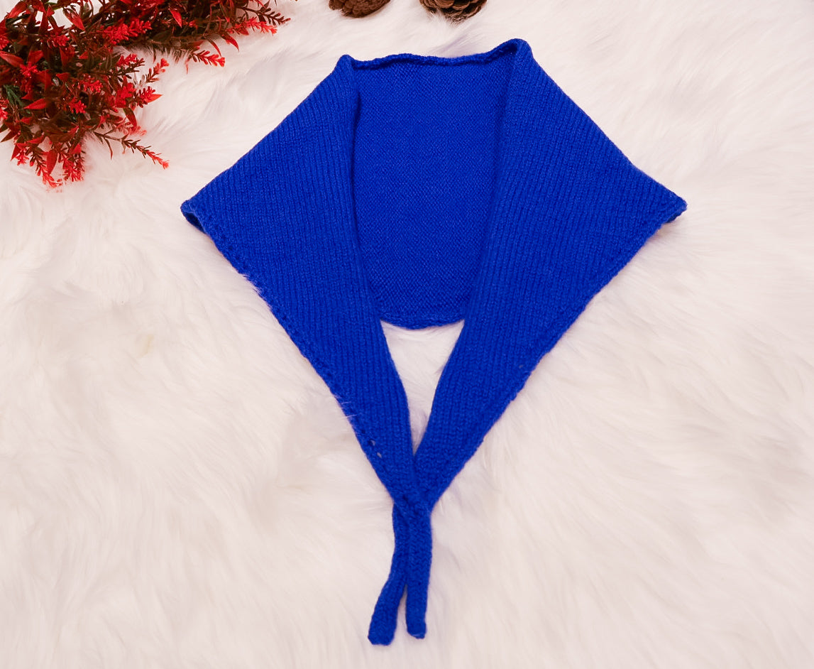 Cobalt Blue Triangle Scarf - British Wool