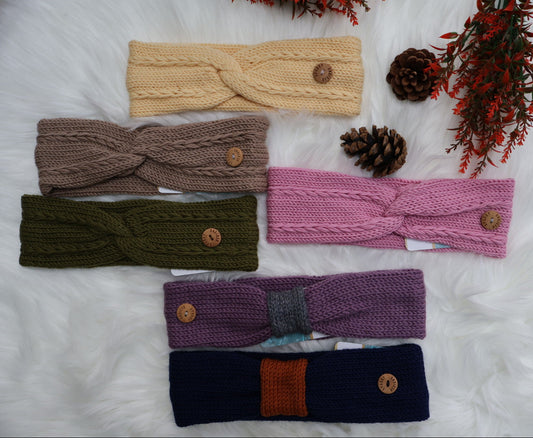 Ready-to-Ship | Handmade Merino Wool Braid Cable Knit Headband (M/L) – Sustainable Christmas Gift