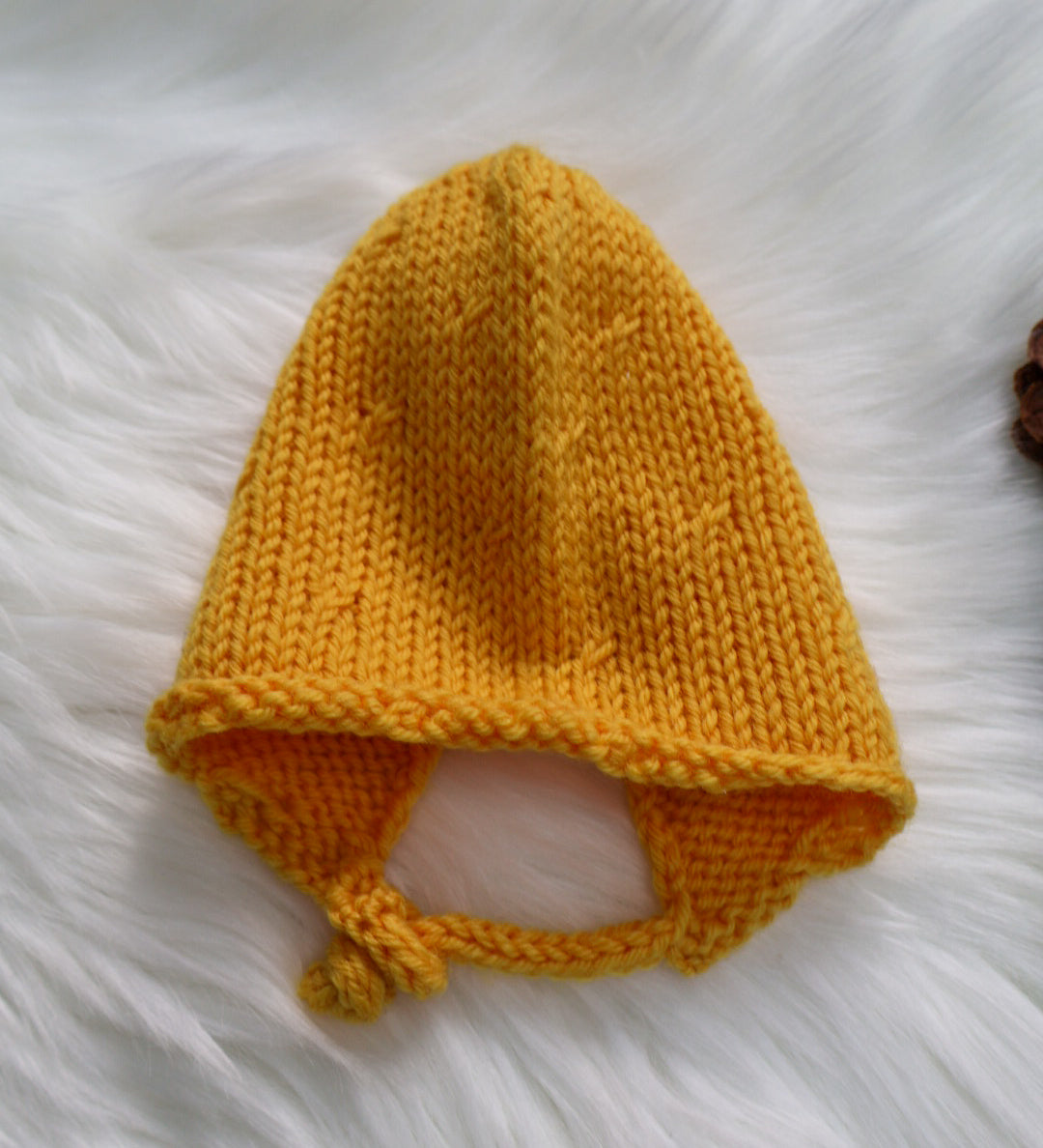 SALE: Merino Baby Bonnet 0-3 months - Yellow