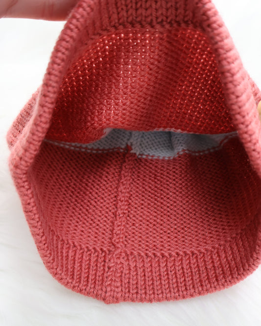 SALE: Merino Duo Beanie - Coral & Grey