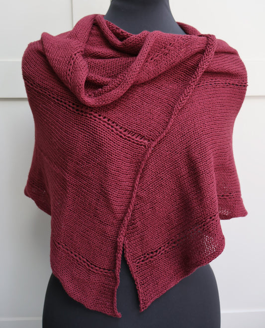 SALE: Sample Cotton Shawl Wrap - Burgundy Red