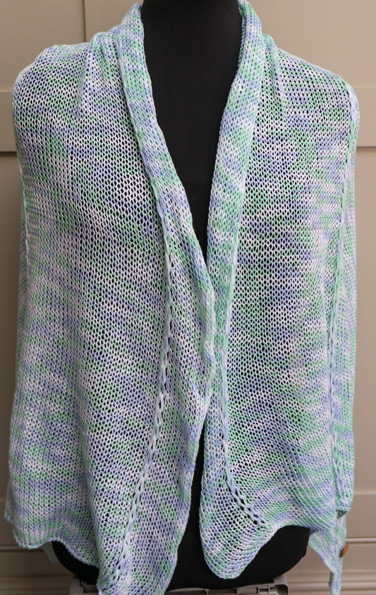 SALE: Cotton Shawl Wrap - Multicoloured (blue, green & white)