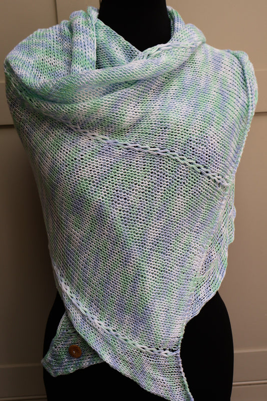 SALE: Cotton Shawl Wrap - Multicoloured (blue, green & white)