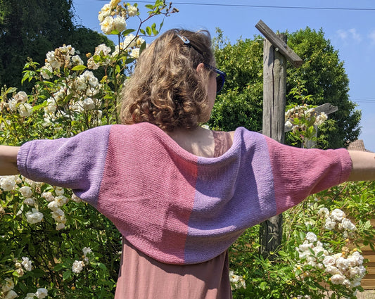 SALE: Lilac & Pink Lightweight Bolero Shrug - Recycled Cotton