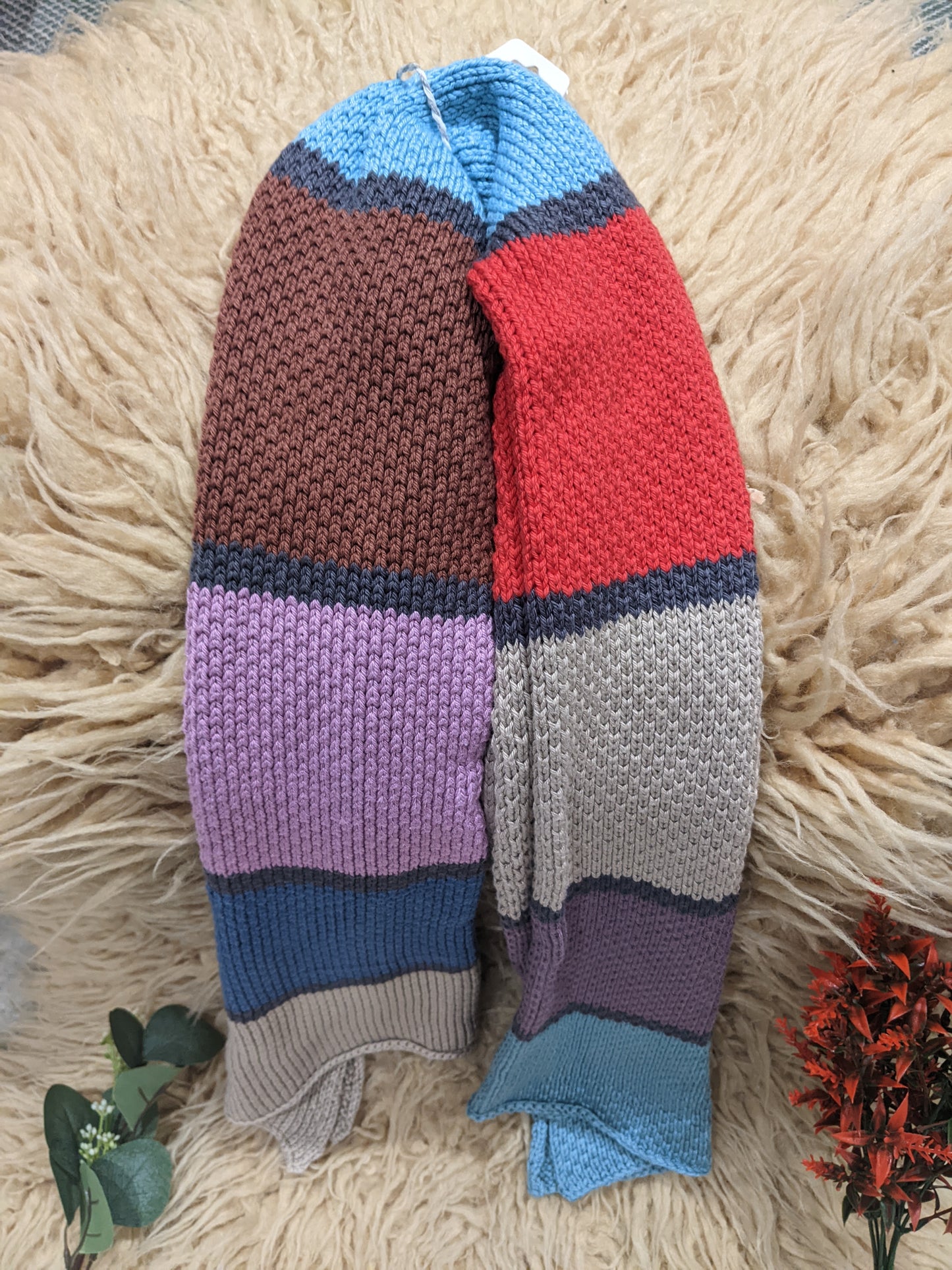 Adults Cotton Multicoloured Textured Scarf