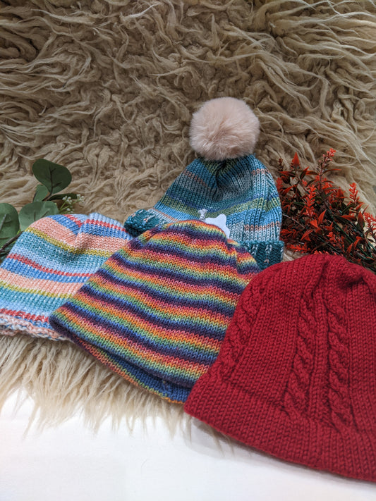 Toddler Hats 1-2yrs knitted wool mixed colour & designs (see listing)