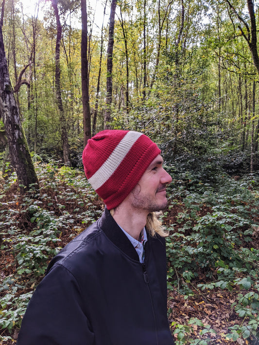 Customisable Adult Bold Stripe Merino Beanie hat - pick your colours