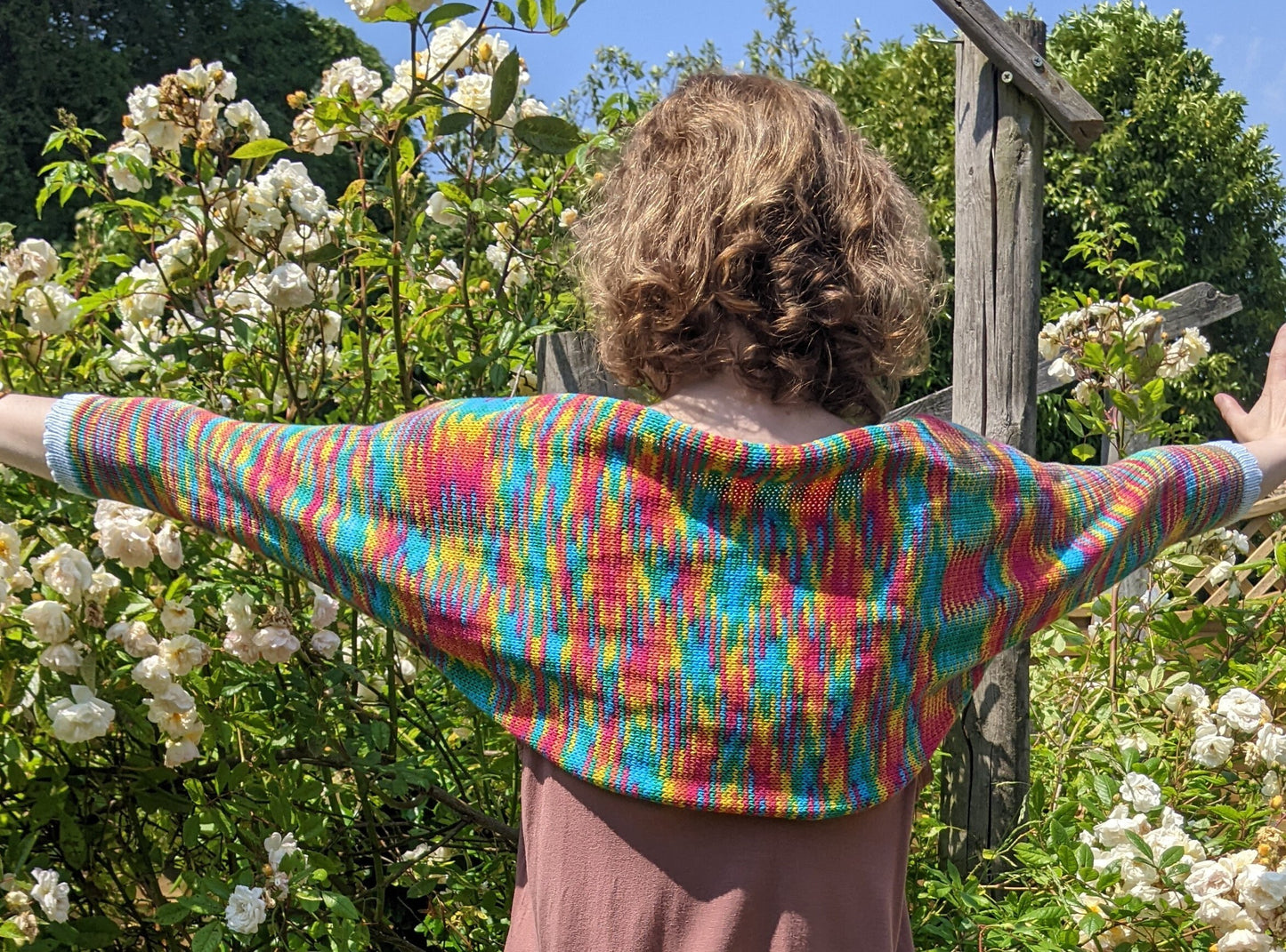 SALE: Rainbow Multicoloured Knit Bolero Shrug - 100% Cotton