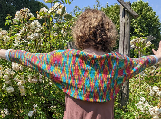 SALE: Rainbow Multicoloured Knit Bolero Shrug - 100% Cotton