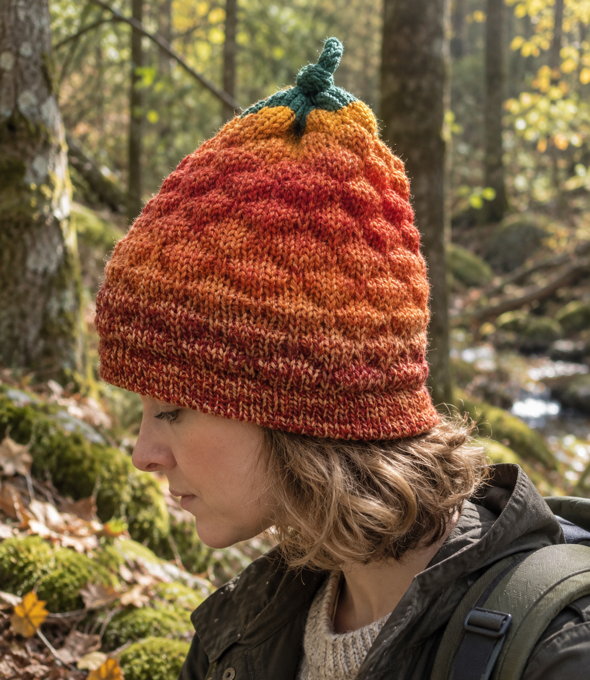 Merino Wool Pumpkin Hat – Handmade Autumn Beanie in Two Colours (Adult Size)