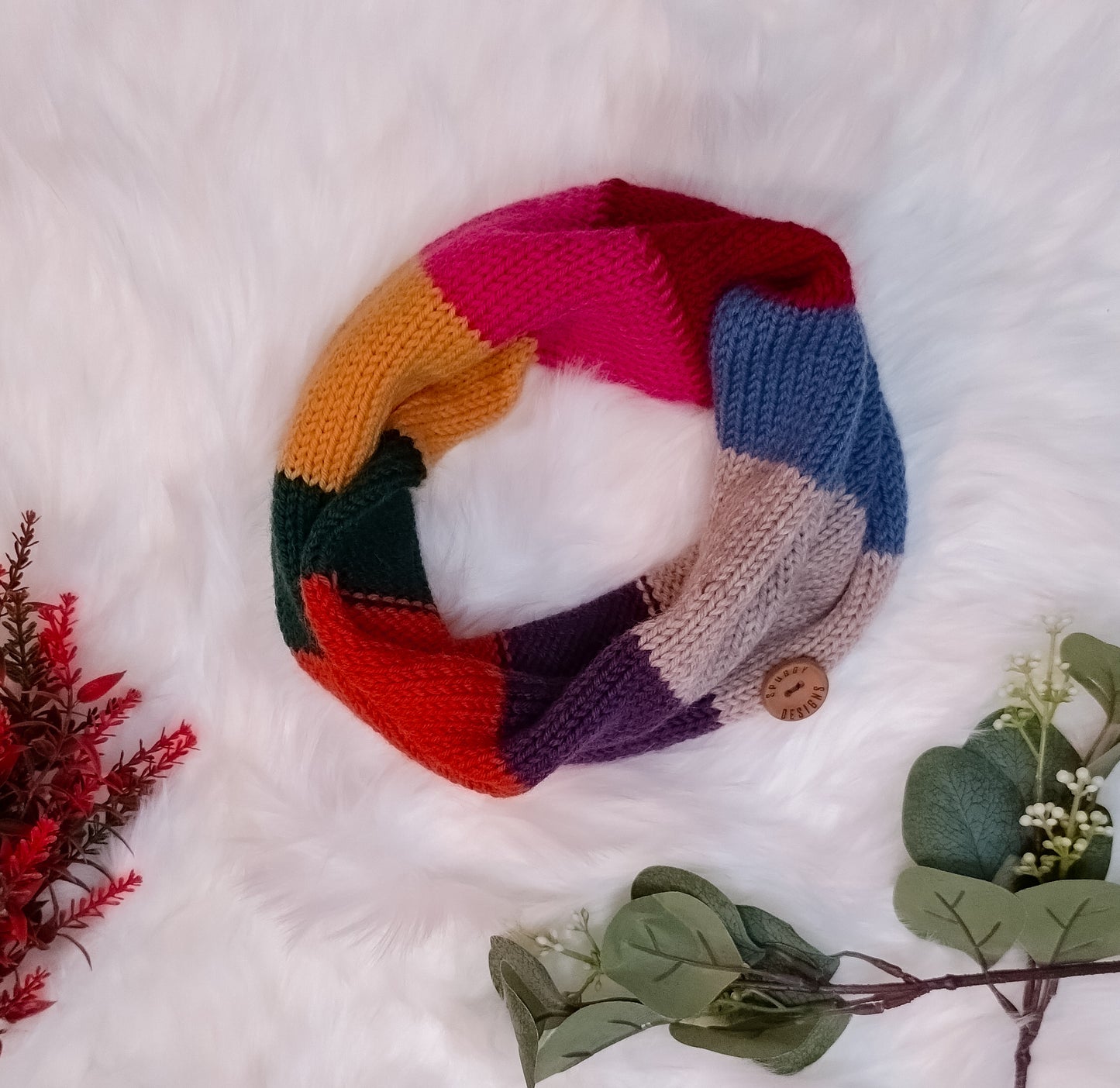 Rainbow bold stripe snood