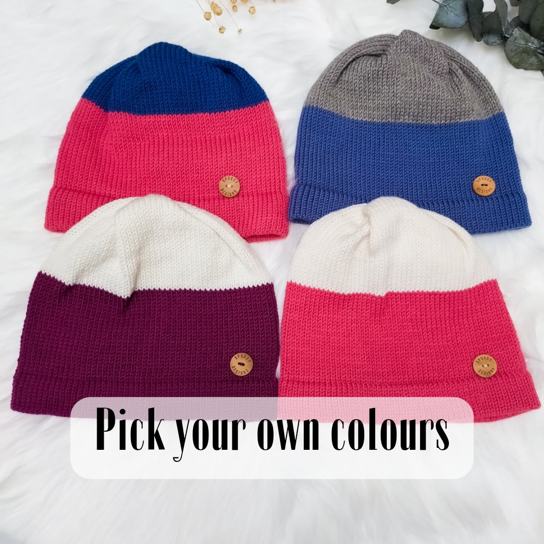 'Made For You' "Duo Colour" Beanie Hat - Pick your own colours