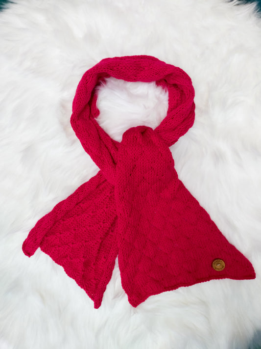 [NEW] Adults Cherry Red Reversible Scarf (Merino & Linen)