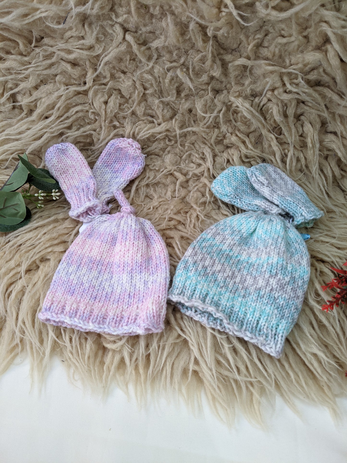 Baby Knitted Newborn Hat & Mittens set - multiple colours & styles (check listing)