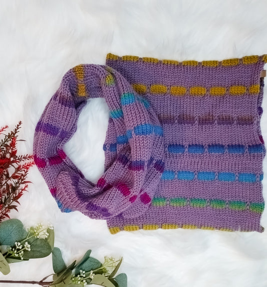 Plum purple and rainbow dash snood