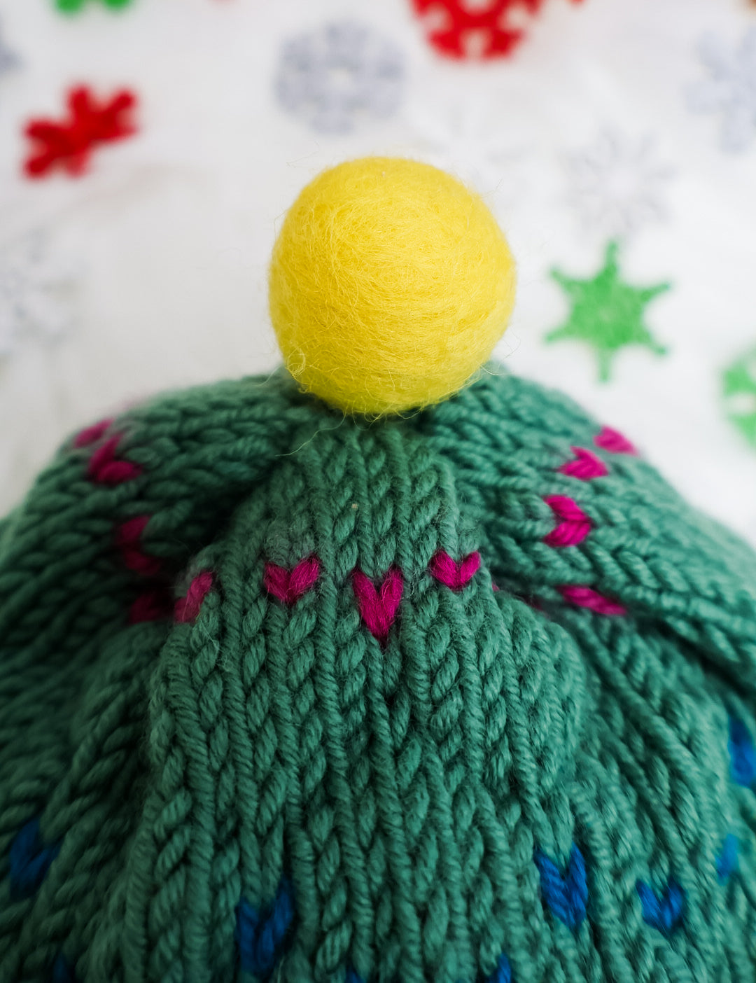 Merino “Christmas Tree” Baby Beanie – Sustainable Handmade Knitwear