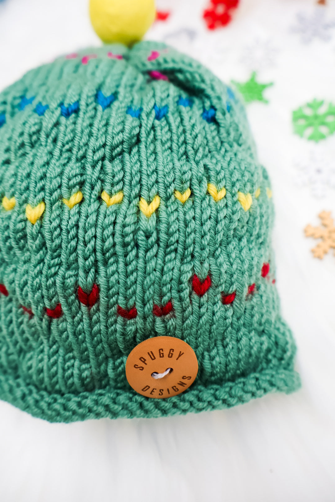 Merino “Christmas Tree” Baby Beanie – Sustainable Handmade Knitwear