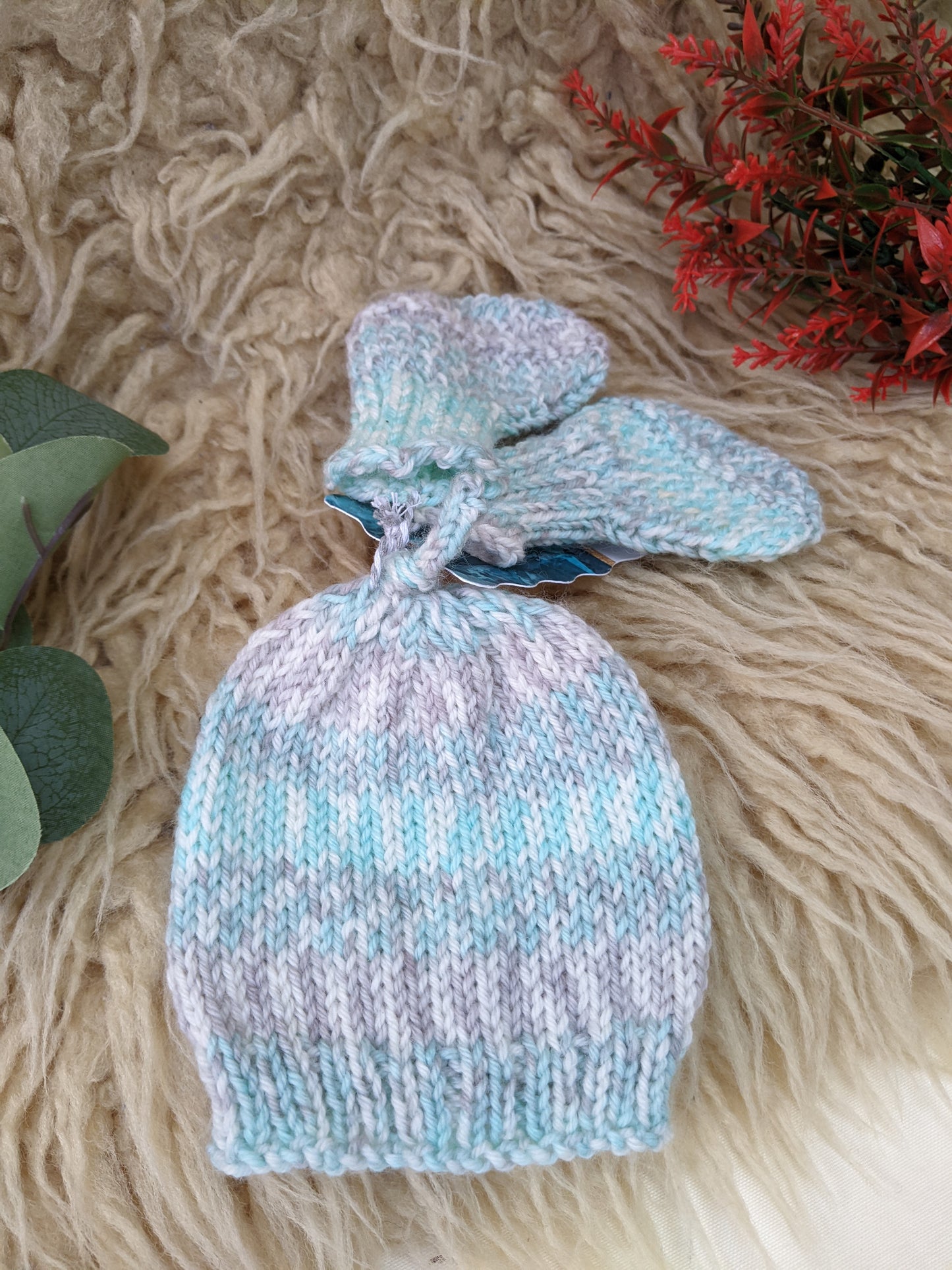Baby Knitted Newborn Hat & Booties set - multiple colours & styles (check listing)
