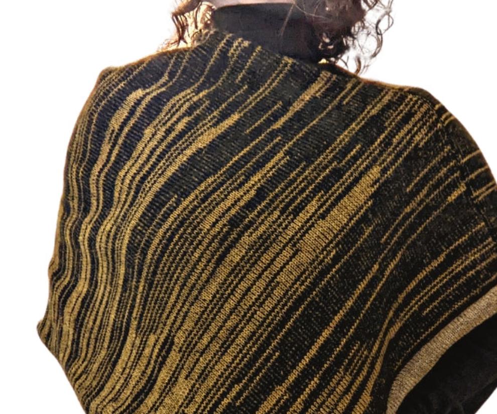 Adults Striped Poncho - British Wool (longer length)