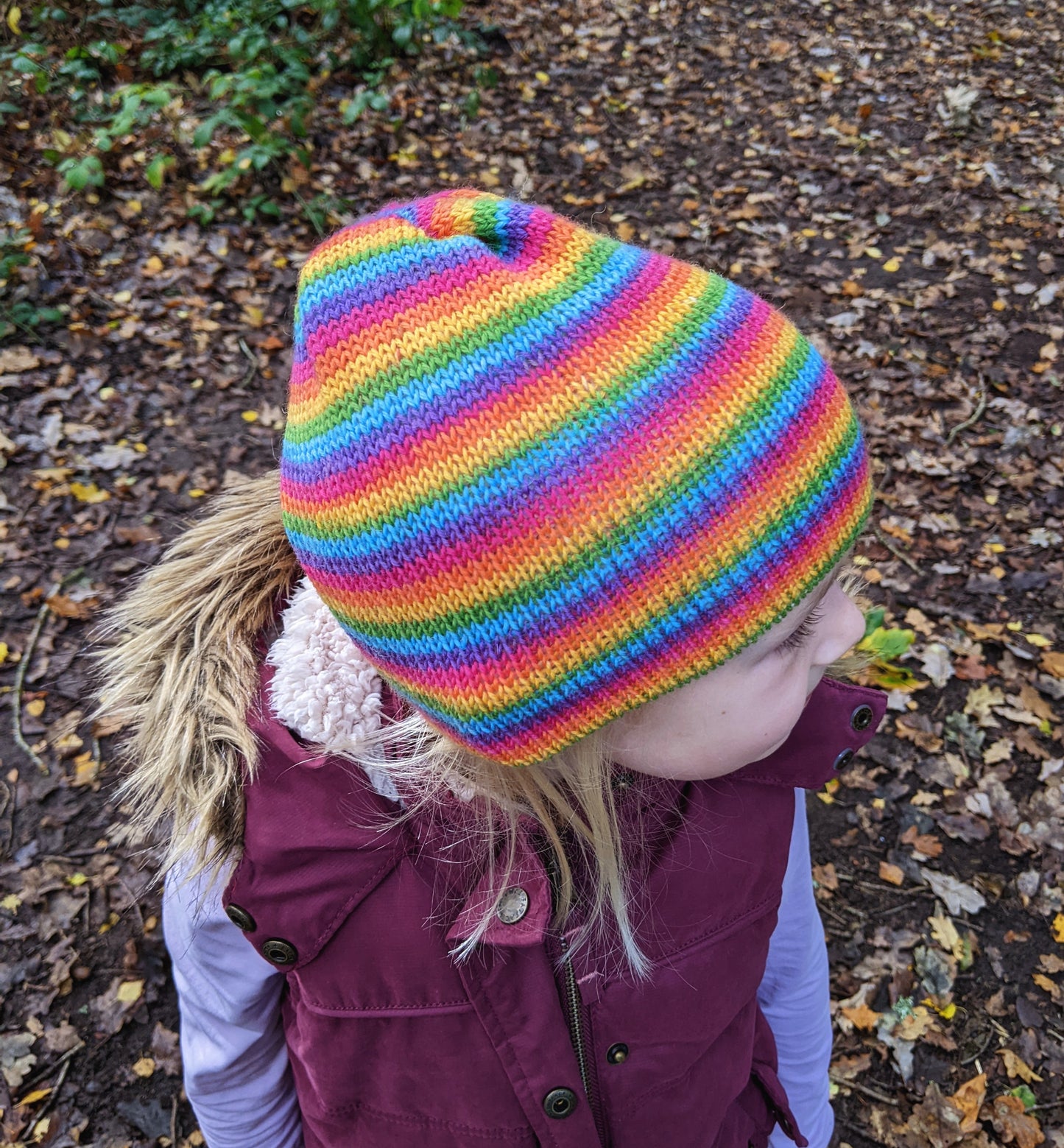 Kids Vivid Rainbow Beanie Hat